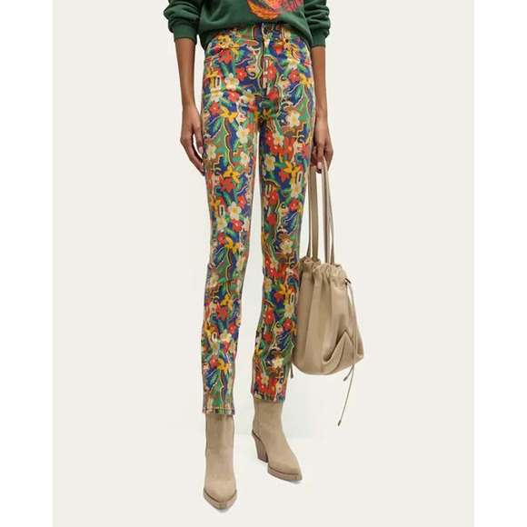 MOTHER The Insider Flood Straight Leg Jeans Floral Print Cosmic Blooms Size 29 - Picture 6 of 14